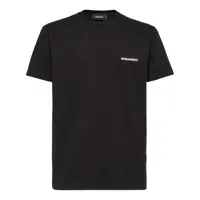 Tricouri Black Crewneck T-Shirt With Front Logo And Graphic Print On The Back In Cotton Man Barbati