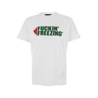 Tricouri White Crewneck T-Shirt With Print On The Front And Logo Lettering On The Rear In Cotton Man Barbati