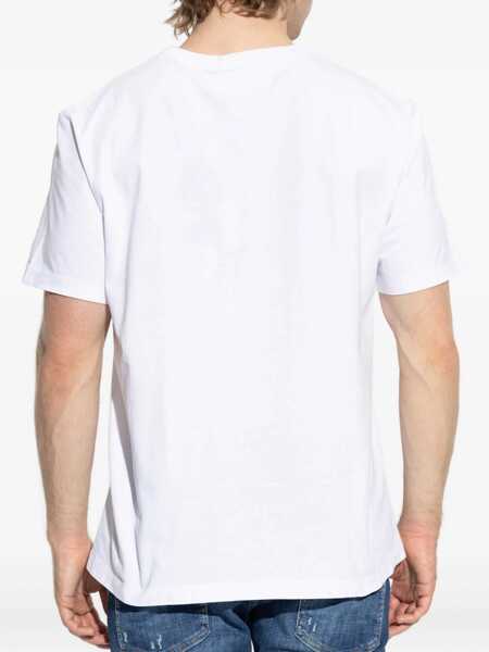 Tricouri DSQUARED2 White Crewneck T-Shirt With Logo Lettering On The Front In Cotton Man WHITE Barbati (BM 18270627) 4