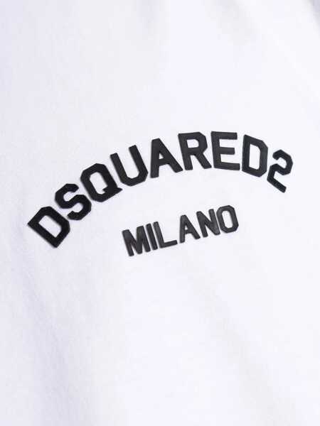 Tricouri DSQUARED2 White Crewneck T-Shirt With Logo Lettering On The Front In Cotton Man WHITE Barbati (BM 18270627) 5
