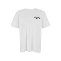 Tricouri White Crewneck T-Shirt With Logo Lettering On The Front In Cotton Man Barbati