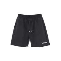 Pantaloni Black Bermuda With Elastic Waist And Drawstring And Logo On The Front In Cotton Man Barbati