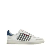 Sneakers White Low Top Sneakers With Logo Patch On Tongue And Side And Contrasting Heel With Logo In Leather And Cotton Man Barbati