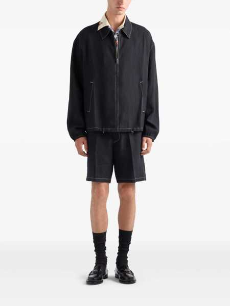 Pantaloni Prada Prada Linen Bermuda-Shorts Black Barbati (BM 18270987) 2