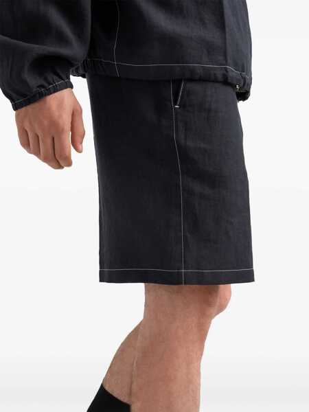 Pantaloni Prada Prada Linen Bermuda-Shorts Black Barbati (BM 18270987) 4