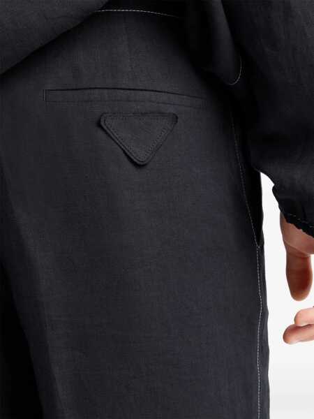 Pantaloni Prada Prada Linen Bermuda-Shorts Black Barbati (BM 18270987) 5