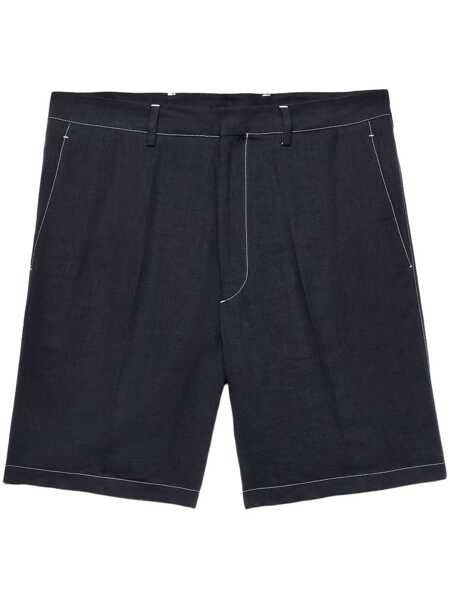 Pantaloni Prada Prada Linen Bermuda-Shorts Black Barbati (BM 18270987) 1
