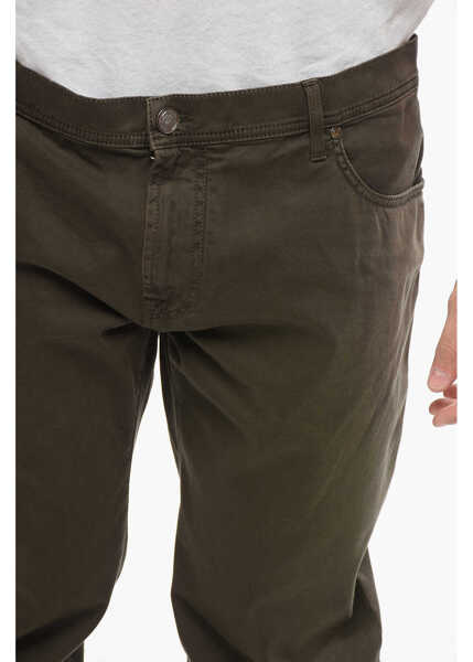 Pantaloni casual CORNELIANI Id 5-Pocketed Cotton Blend Pants Military Green Barbati (BM 18271363) 3