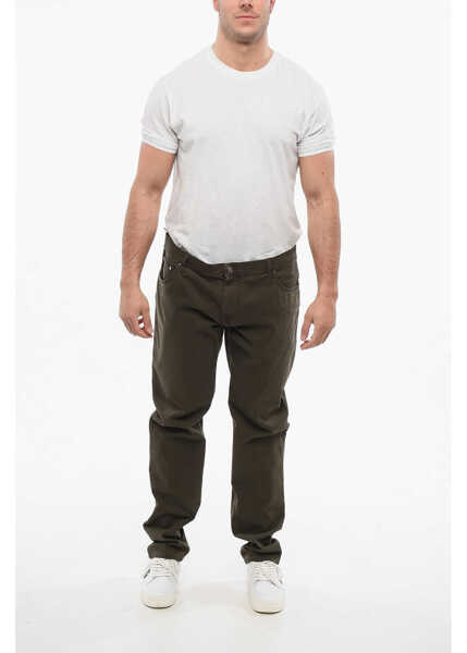 Pantaloni casual CORNELIANI Id 5-Pocketed Cotton Blend Pants Military Green Barbati (BM 18271363) 4