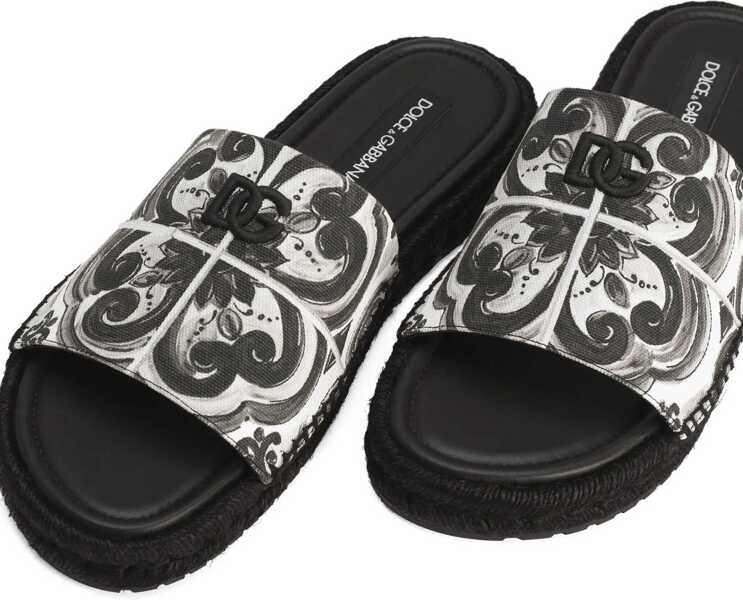 Sandale Dolce & Gabbana Cotton Sandals MAIOLICA 3 NERO Barbati (BM 18271501) 4