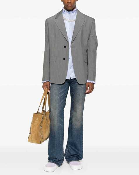 Camasi casual Valentino Garavani Striped plastron and ruffle Shirt RIGA CELESTE/BIANCO/BLU Barbati (BM 18271558) 2