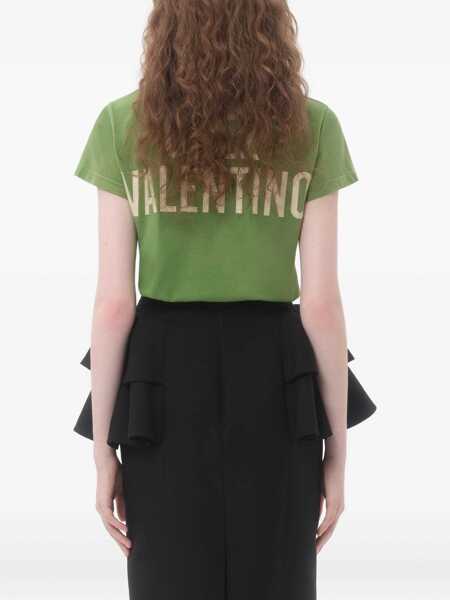 Tricouri Valentino Garavani Printed Cotton T-Shirt GREEN Femei (BM 18271885) 5