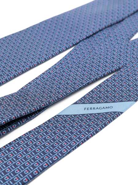 Cravate Ferragamo Cravatta Con Stampa Logo BLUE Barbati (BM 18271918) 2