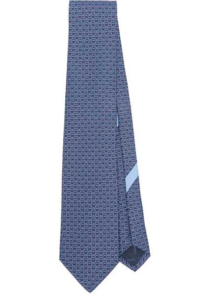 Cravate Ferragamo Cravatta Con Stampa Logo BLUE Barbati (BM 18271918) 1