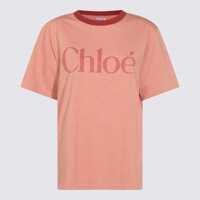 Tricouri Polo Chloé Pink Cotton T-Shirt Femei