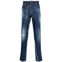 Blugi 'Cool Guy' Blue Straight Jeans With Faded Effect In Stretch Cotton Denim Man Barbati