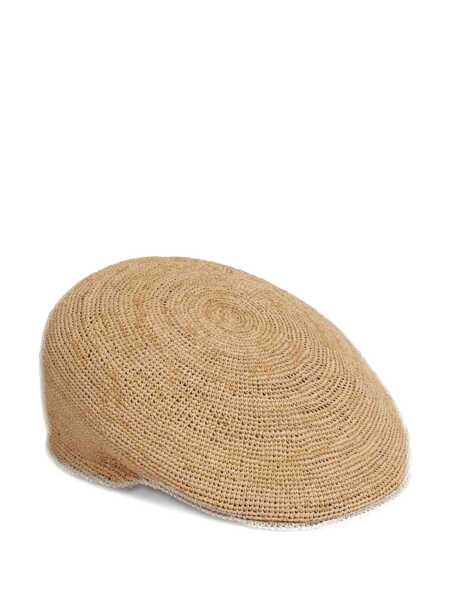 Palarii BORSALINO Cap Miami Berretto-Rafia Crochet/Flat Beret Beige Barbati (BM 18278973) 3