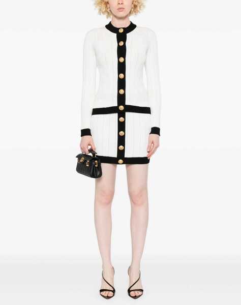 Fuste Balmain Knit mini Skirt BLANC/NOIR Femei (BM 18279202) 2