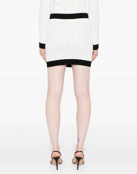 Fuste Balmain Knit mini Skirt BLANC/NOIR Femei (BM 18279202) 4