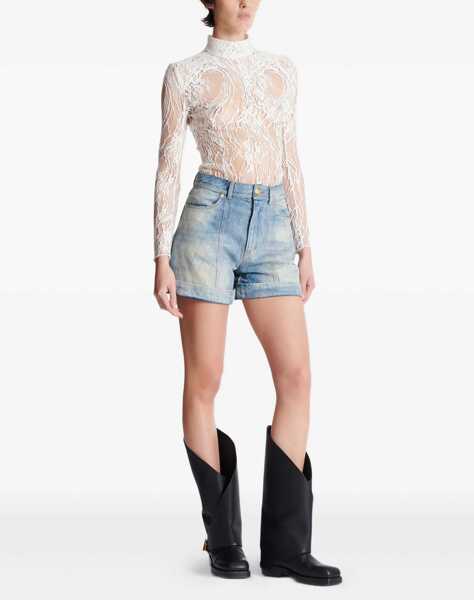 Pantaloni scurti Balmain Denim Shorts BLEU JEAN CLAIR Femei (BM 18279214) 3