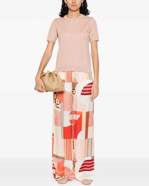 Pantaloni casual Fendi Patchwork print silk crepe Pants BAHAMAS-25 Femei (BM 18279217) 2