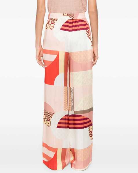 Pantaloni casual Fendi Patchwork print silk crepe Pants BAHAMAS-25 Femei (BM 18279217) 4