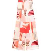 Pantaloni casual Patchwork print silk crepe Pants Femei