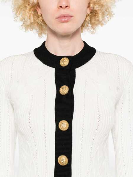 Cardigane Balmain Contrast trim Cardigan BLANC/NOIR Femei (BM 18279229) 5