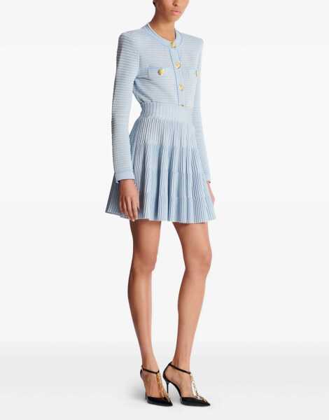 Fuste Balmain Knit Miniskirt BLEU/BLANC Femei (BM 18279232) 3