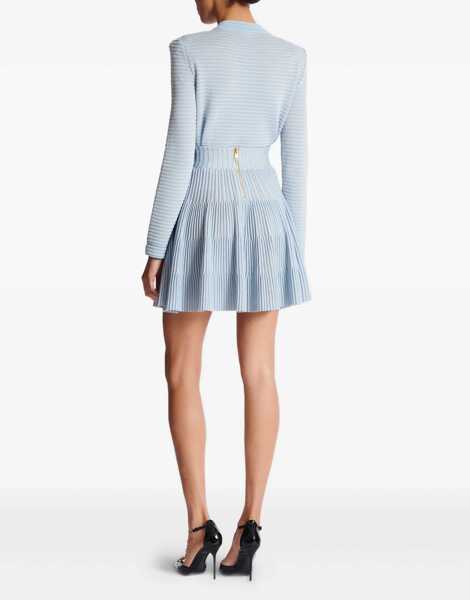 Fuste Balmain Knit Miniskirt BLEU/BLANC Femei (BM 18279232) 4
