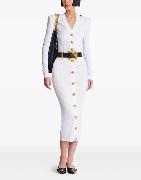 Fuste Balmain Knit midi Skirt BLANC Femei (BM 18279253) 2