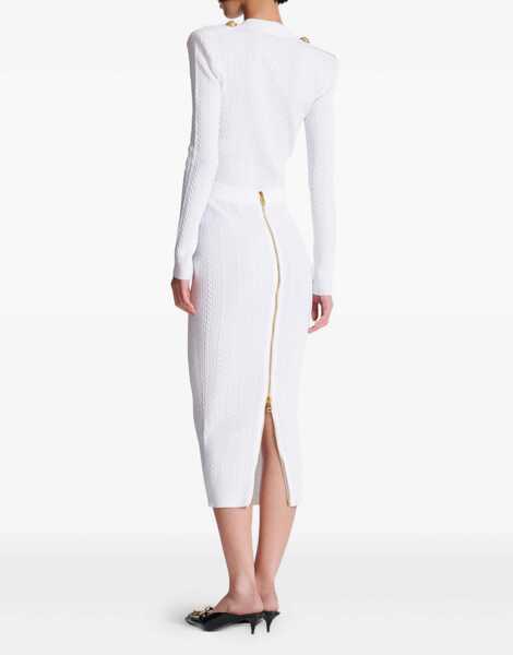 Fuste Balmain Knit midi Skirt BLANC Femei (BM 18279253) 3