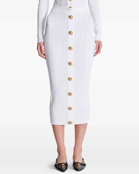 Fuste Balmain Knit midi Skirt BLANC Femei (BM 18279253) 4