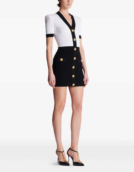 Rochii Balmain Braided pattern midi Dress NOIR/BLANC Femei (BM 18279274) 3