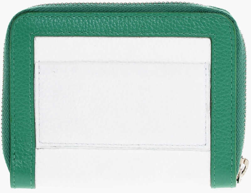 Portofele DSQUARED2 Hammered Leather Wallet With Zip Closure Green Barbati (BM 18279487) 2