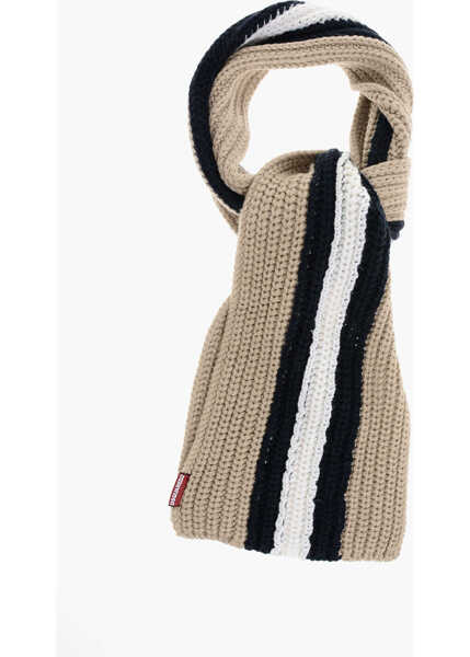 Esarfe DSQUARED2 Alpaca Blend Scarf With Contrasting Band Beige Barbati (BM 18279535) 1