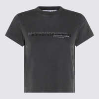 Tricouri Polo Alexander Wang Black Cotton T-Shirt Femei
