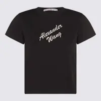 Tricouri Polo Alexander Wang Black Cotton T-Shirt Femei