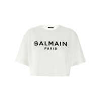 Tricouri Balmain Logo Crop T-Shirt Femei