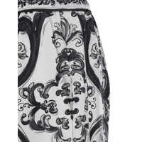 Pantaloni Dolce & Gabbana pentru Barbati - Pantaloni Dolce & Gabbana Maiolica Black And White Shorts With Elastic Drawstring Closure And All-Over Print In Silk Man MULTICOLOR Barbati (BM 18286755) - B-mall.ro