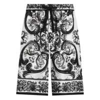 Pantaloni 'Maiolica' Black And White Shorts With Elastic Drawstring Closure And All-Over Print In Silk Man Barbati