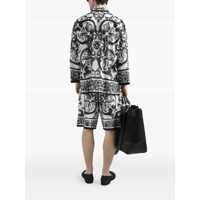 Pantaloni Dolce & Gabbana pentru Barbati - Pantaloni Dolce & Gabbana Maiolica Black And White Shorts With Elastic Drawstring Closure And All-Over Print In Silk Man Multicolor Barbati (BM 18286764) - B-mall.ro
