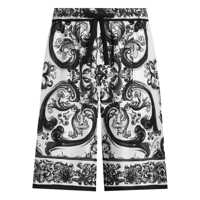 Pantaloni 'Maiolica' Black And White Shorts With Elastic Drawstring Closure And All-Over Print In Silk Man Barbati