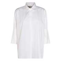 Camasi White Oversized Shirt With Classic Collar And Three-Quarter Sleeves In Cotton Woman Femei