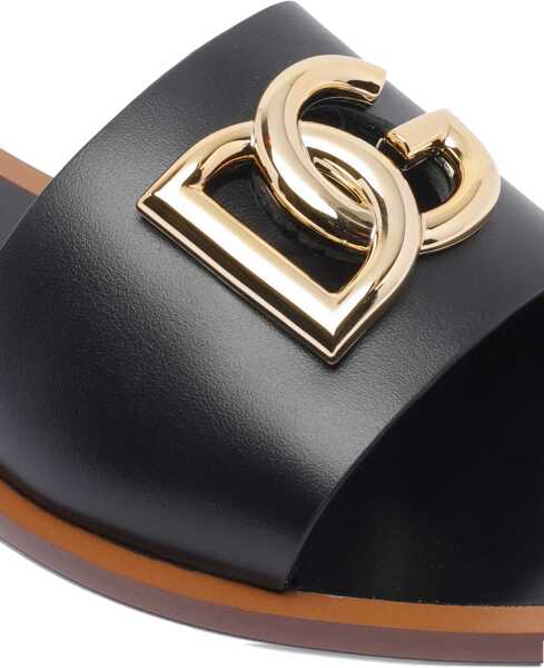Sandale Dolce & Gabbana Leather Slide Sandal BLACK Femei (BM 18289123) 4