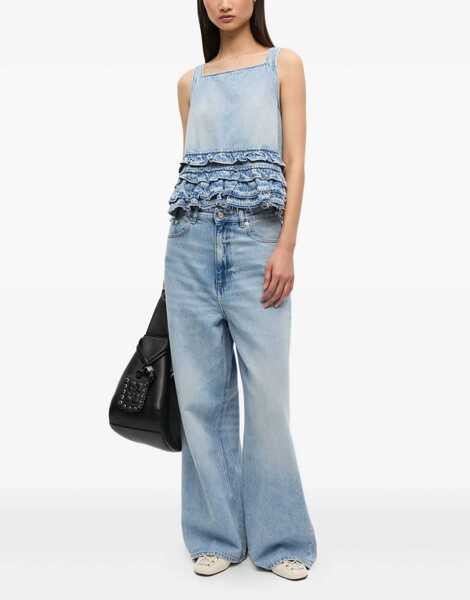 Bluze Ganni Denim Ruffle Top DENIM Femei (BM 18289444) 2