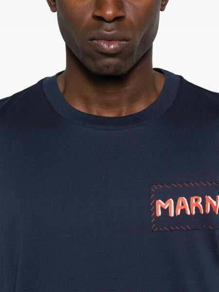 Tricouri Marni T-Shirt with patch BLUBLACK Barbati (BM 18289753) 4