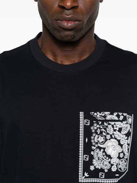 Tricouri Fendi T-Shirt with bandana print pocket BLU Barbati (BM 18289756) 4