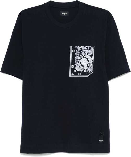 Tricouri Fendi T-Shirt with bandana print pocket BLU Barbati (BM 18289756) 1