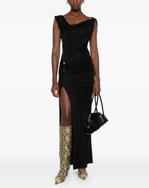 Rochii Versace Draped jersey long Dress BLACK Femei (BM 18289762) 2